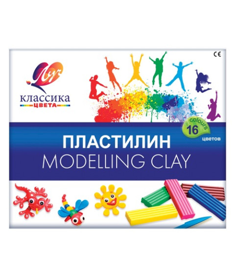 Pastă de modelat Klassika, 16 culori x 20 gr. + cutit